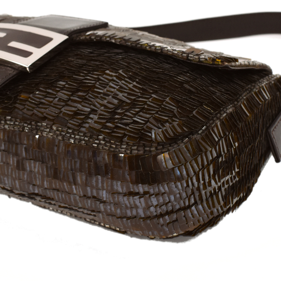 Fendi Mamma Bucket Bag Sequin Leather Brown - Picture 5 of 9